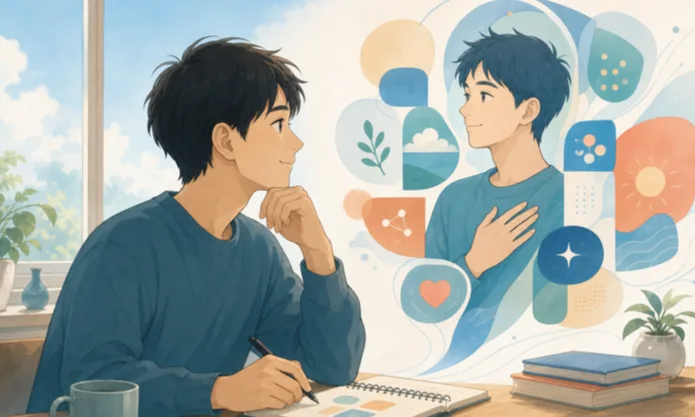 自分の特徴を振り返り理解を深める男性